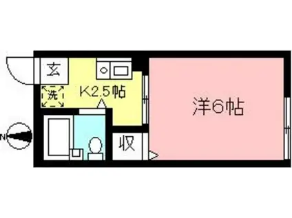 シティハイムサンセット(1K/2階)の間取り写真
