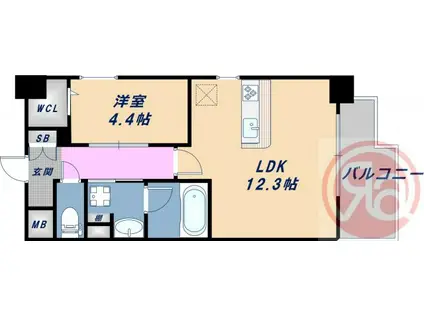 GRAND ECLAT グランエクラ(1LDK/8階)の間取り写真