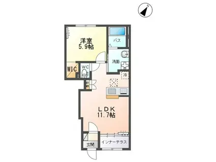 グランドビュー千本桜(1LDK/1階)の間取り写真