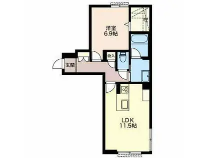 クレアールKII(1LDK/1階)の間取り写真