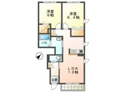 シャーメゾンアイリス(2LDK/1階)の間取り写真