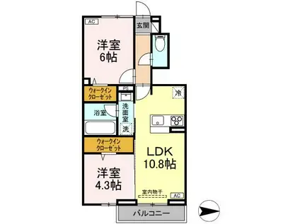 EL VIENTO PISTA(2LDK/1階)の間取り写真
