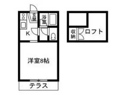 レインボーハイツ(1K/1階)の間取り写真