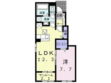 ソレイユルヴァンII(1LDK/1階)の間取り写真
