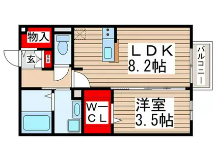 ラマージュおおたかの森(1LDK/1階)の間取り写真