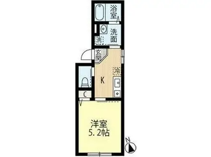 ケイアイIV(1K/2階)の間取り写真