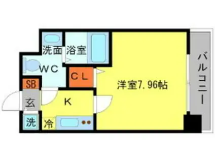SERENITE日本橋SUD(1K/13階)の間取り写真