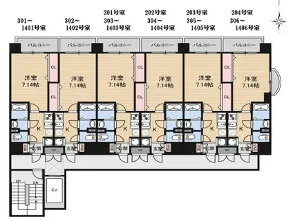 LUXE布施駅前(1K/12階)の間取り写真