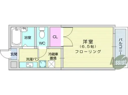 日成ヴィバーチェONE(1K/5階)の間取り写真