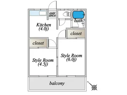 豊栄ハイツ(2K/2階)の間取り写真