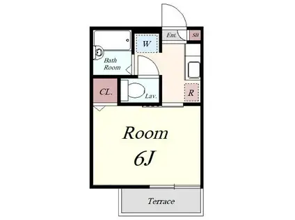 リムジン(1K/1階)の間取り写真