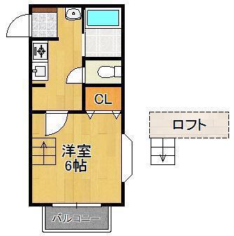 ベルシオン北九州III(1K/1階)の間取り写真