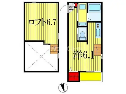 カスティージョいのはな(1K/1階)の間取り写真