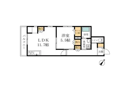 FLEURS.HM(1LDK/2階)の間取り写真