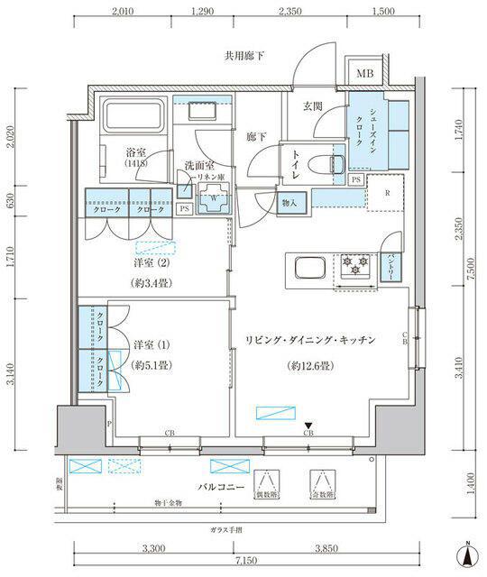 パークアクシス池袋イースト(2LDK/3階)の間取り写真