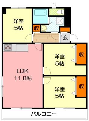 ハイラーク戸塚(3LDK/4階)の間取り写真
