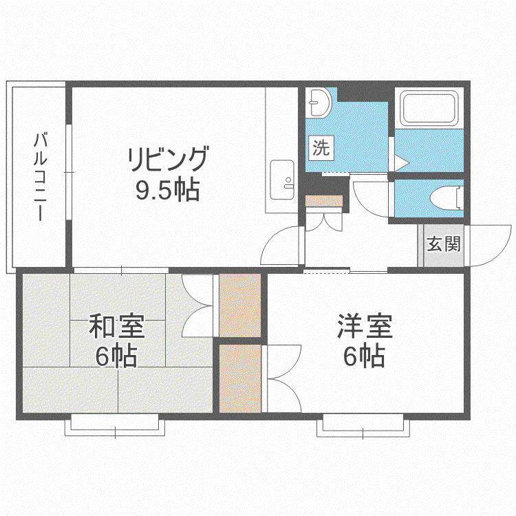 サンハイツ札幌オリオン(2LDK/2階)の間取り写真