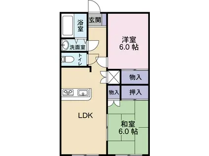 高橋ハイツ(2LDK/1階)の間取り写真