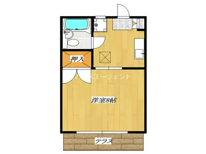 ゆーとぴあI(1K/1階)の間取り写真