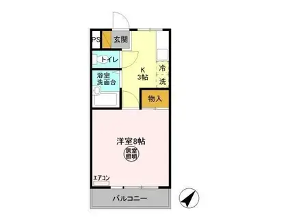 アーバンヒルズかしまI(1K/2階)の間取り写真