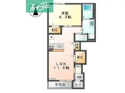 サンライズ亀甲III(1LDK/1階)の間取り写真