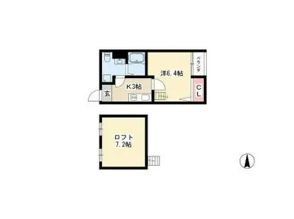 第IIIけやき(1K/2階)の間取り写真