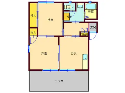 グランディスMIYAZAKI B棟(2DK/1階)の間取り写真