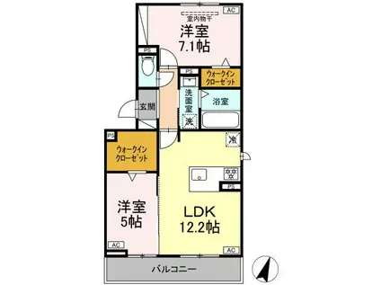 D-AVANCE二本木新町(2LDK/2階)の間取り写真