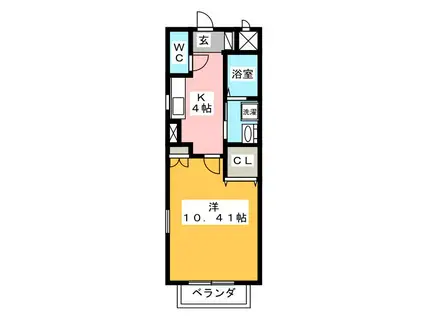 ウイングコート(1K/1階)の間取り写真