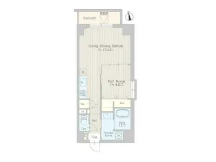 アロウズ(1LDK/3階)の間取り写真