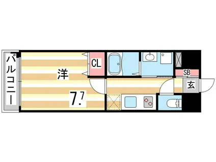 ピアグレース神戸(1K/12階)の間取り写真