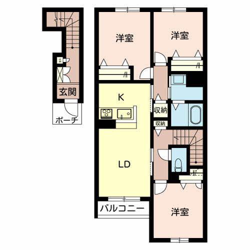 シャンティ夢前(3LDK/2階)の間取り写真