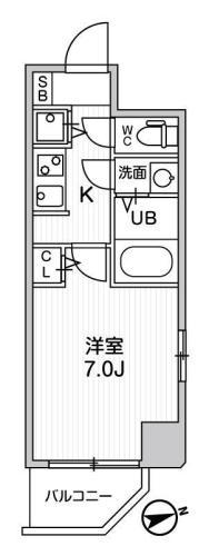 FORTUNEY北堀江(1K/13階)の間取り写真