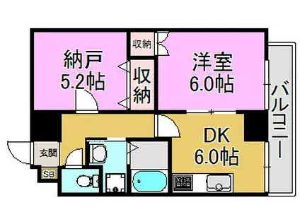 ARCENCIEL SQUARE 高井田(2DK/3階)の間取り写真