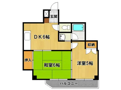 森健ハイツ(2DK/4階)の間取り写真