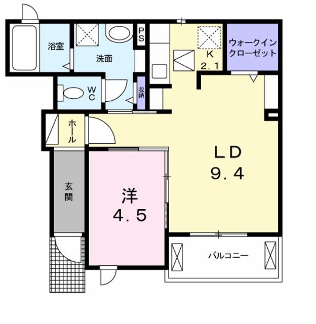 ラ・プランド-ル(1LDK/1階)の間取り写真