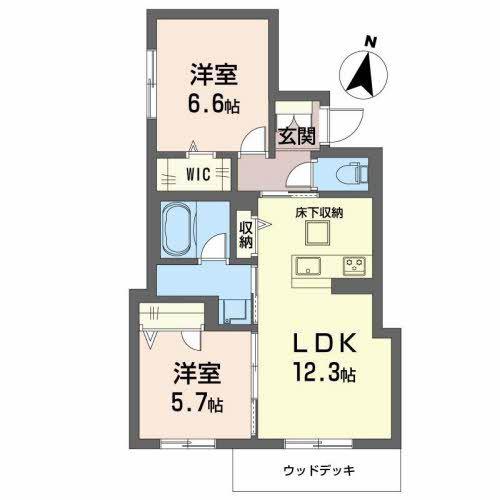 シャーメゾン如月(2LDK/1階)の間取り写真