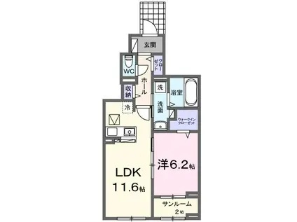 サン・シーロ I(1LDK/1階)の間取り写真