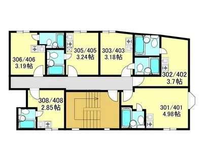 アパーテル南石堂J棟(ワンルーム/3階)の間取り写真
