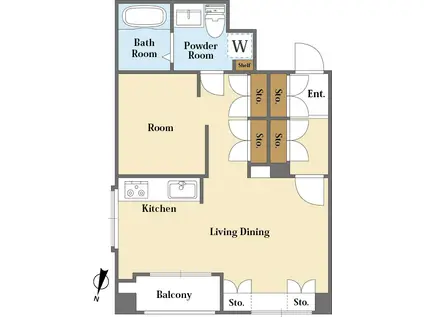 白金台グロリアハイツ(ワンルーム/5階)の間取り写真