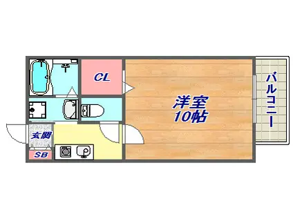 山麓荘(1K/1階)の間取り写真