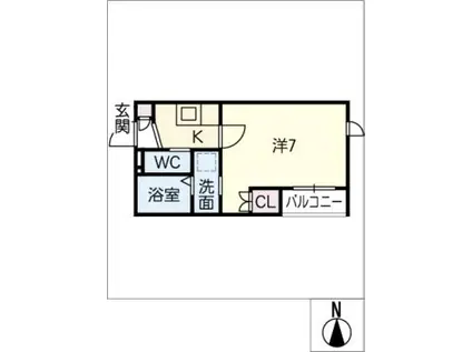 カメリヤ(1K/1階)の間取り写真