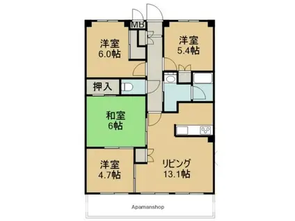 ローズガーデン桜木II(4LDK/3階)の間取り写真