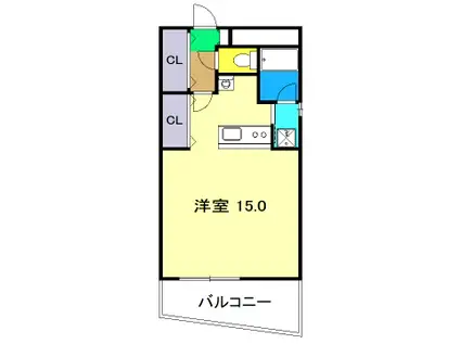 プランドールF(1K/1階)の間取り写真