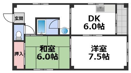 ジョイマンション(2DK/3階)の間取り写真