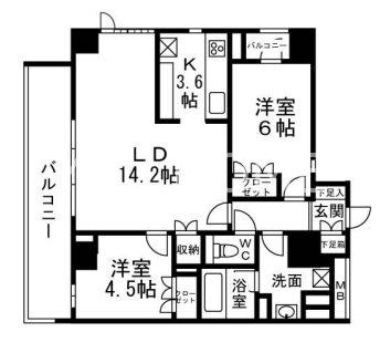 H-スクエア吉祥寺南町(2LDK/4階)の間取り写真