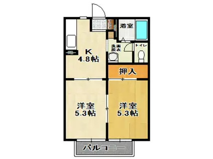 ビラ逢瀬(2K/1階)の間取り写真