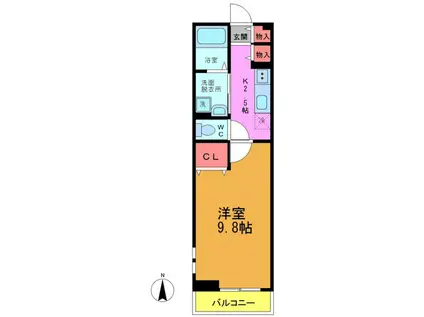 ルミエールII(1K/2階)の間取り写真