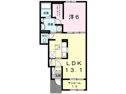 メゾン・ド・キャナルB(1LDK/1階)の間取り写真