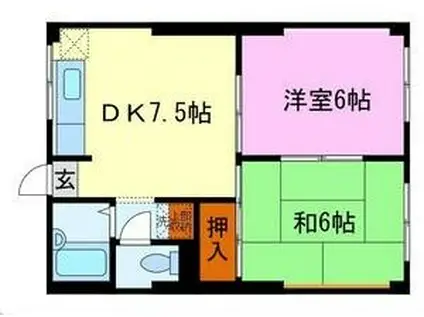 FROM27(2DK/1階)の間取り写真